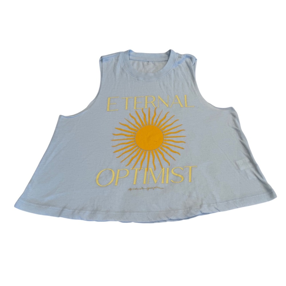 Gangster Eternal Optimist Tank Light Blue Sun Graphic Crop Top XS